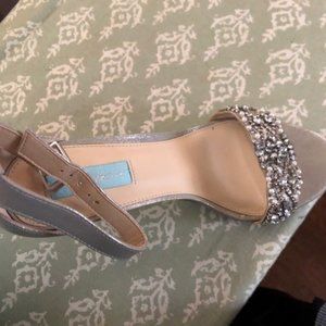 Blue by Betsey Johnson Silver & Rhinestone Heels